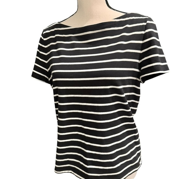 Kate Spade broome street short sleeve stripe top shirt luxury cotton comfort bow - Picture 3 of 9